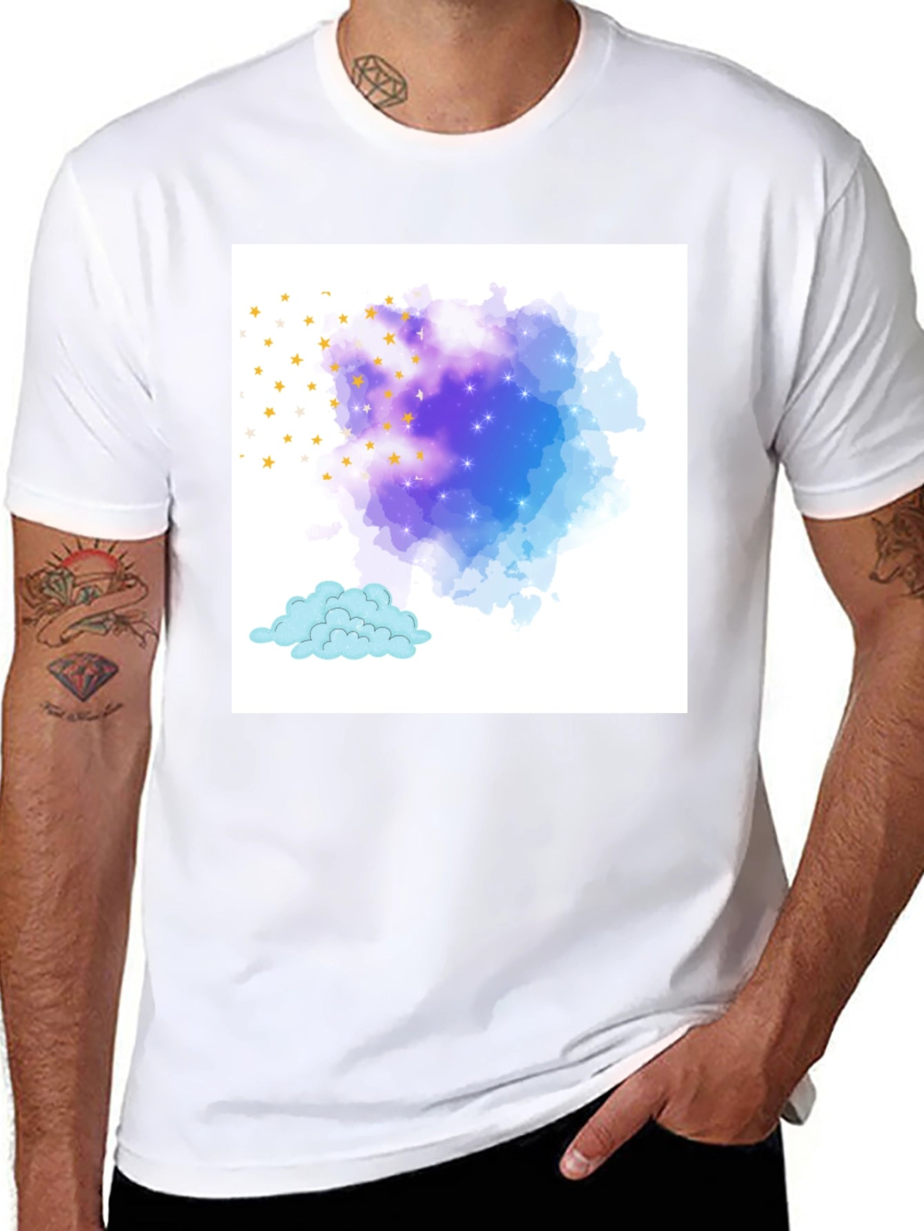Starry Night Cloud Tee - Stylish Graphic Print