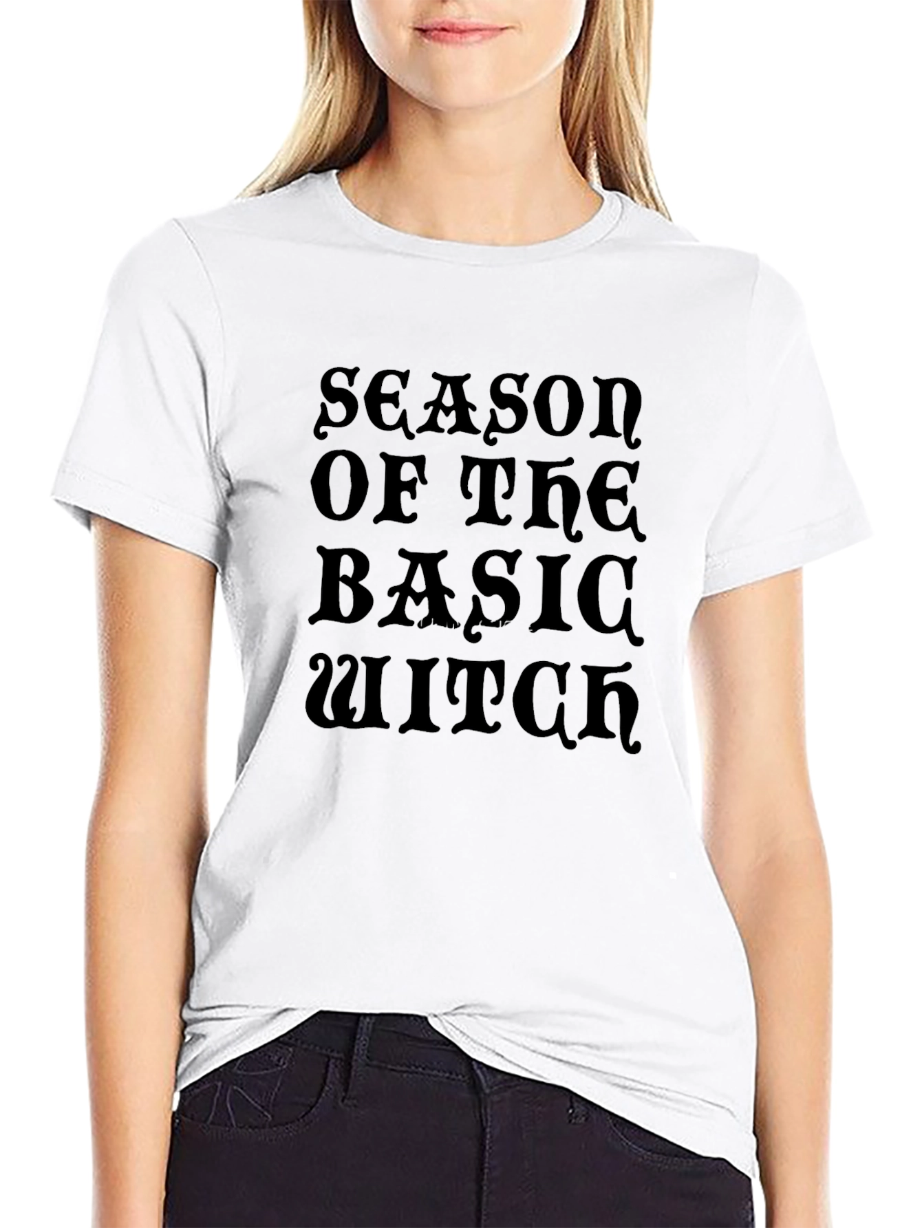 Basic Witch Season Graphic Tee - Black Cotton T-Shirt