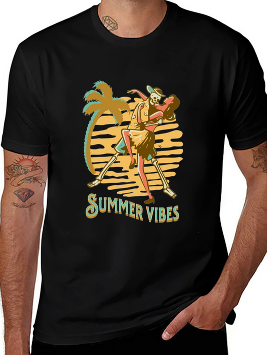 Summer Vibes Graphic Tee - Skeleton Dance
