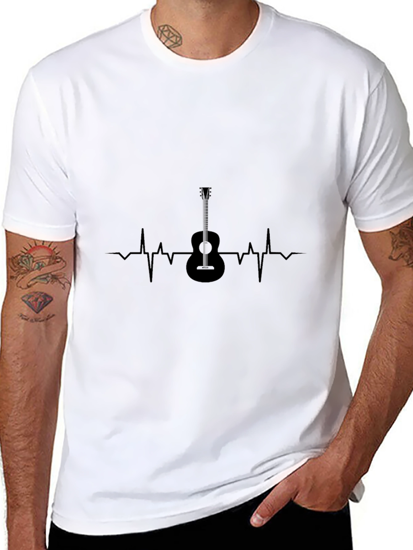 Guitar Heartbeat Graphic Tee - Musical Passion