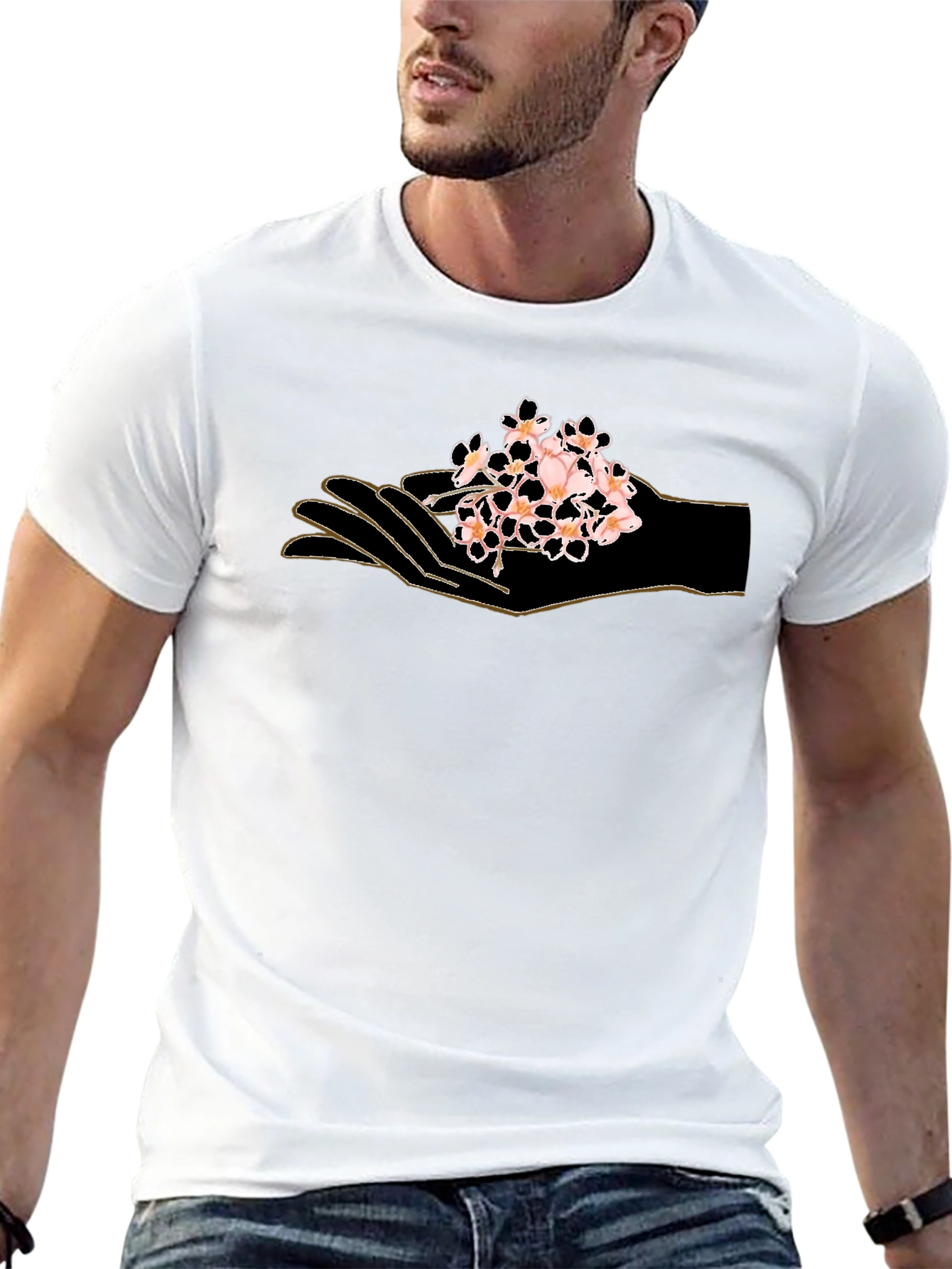 Hand Holding Flowers Graphic T-Shirt