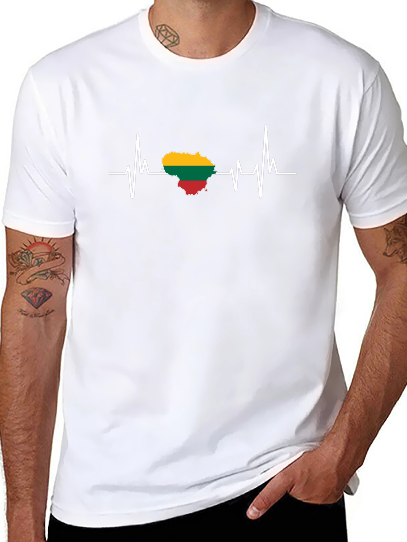 Lithuania Heartbeat T-Shirt - Black
