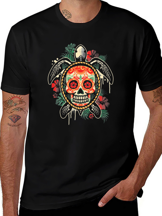 Sugar Skull Turtle Graphic Tee - Dia de los Muertos