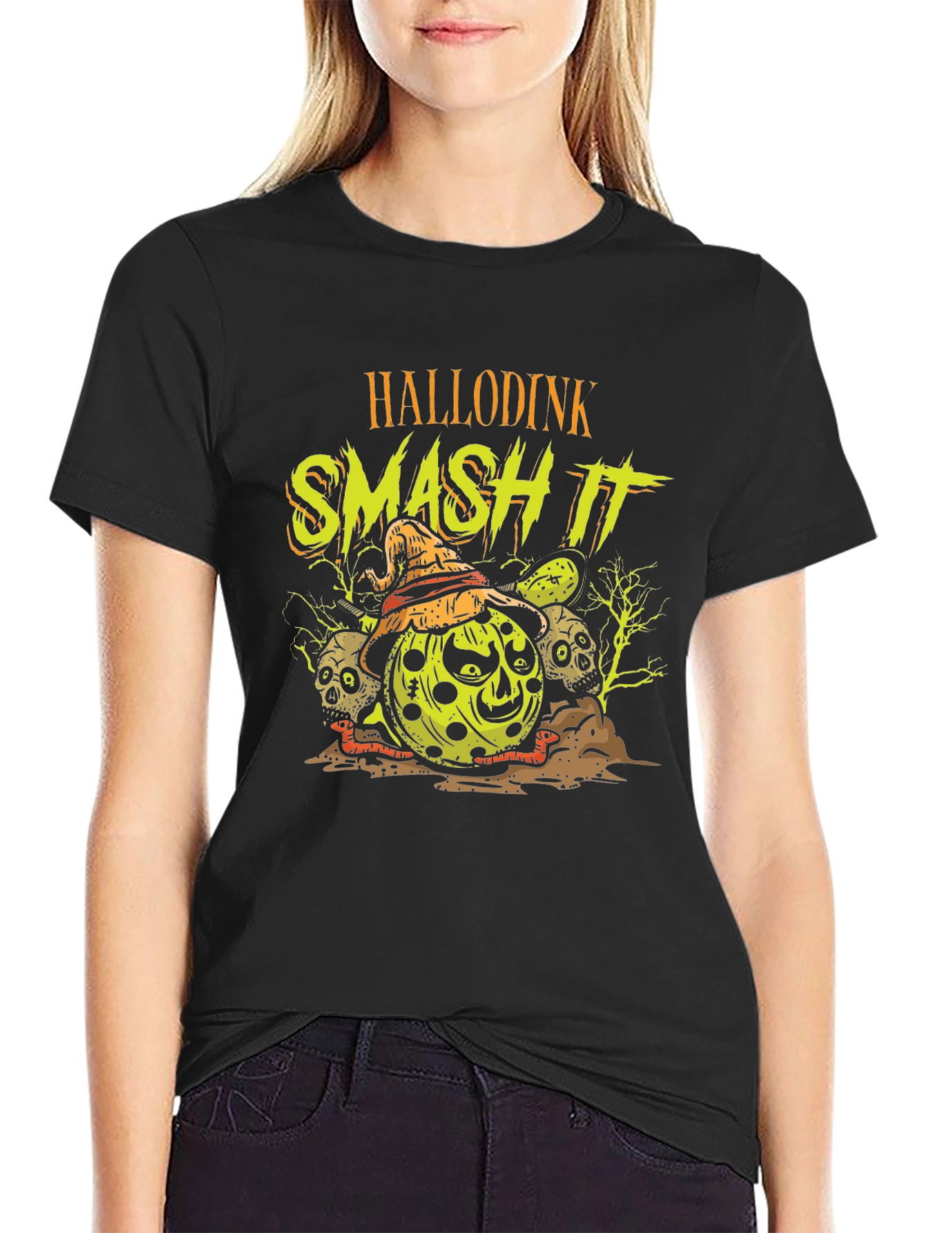 Hallodink Smash It T-Shirt Halloween Pumpkin Graphic Tee