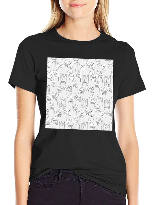 Crown Print Black Crew Neck T-Shirt