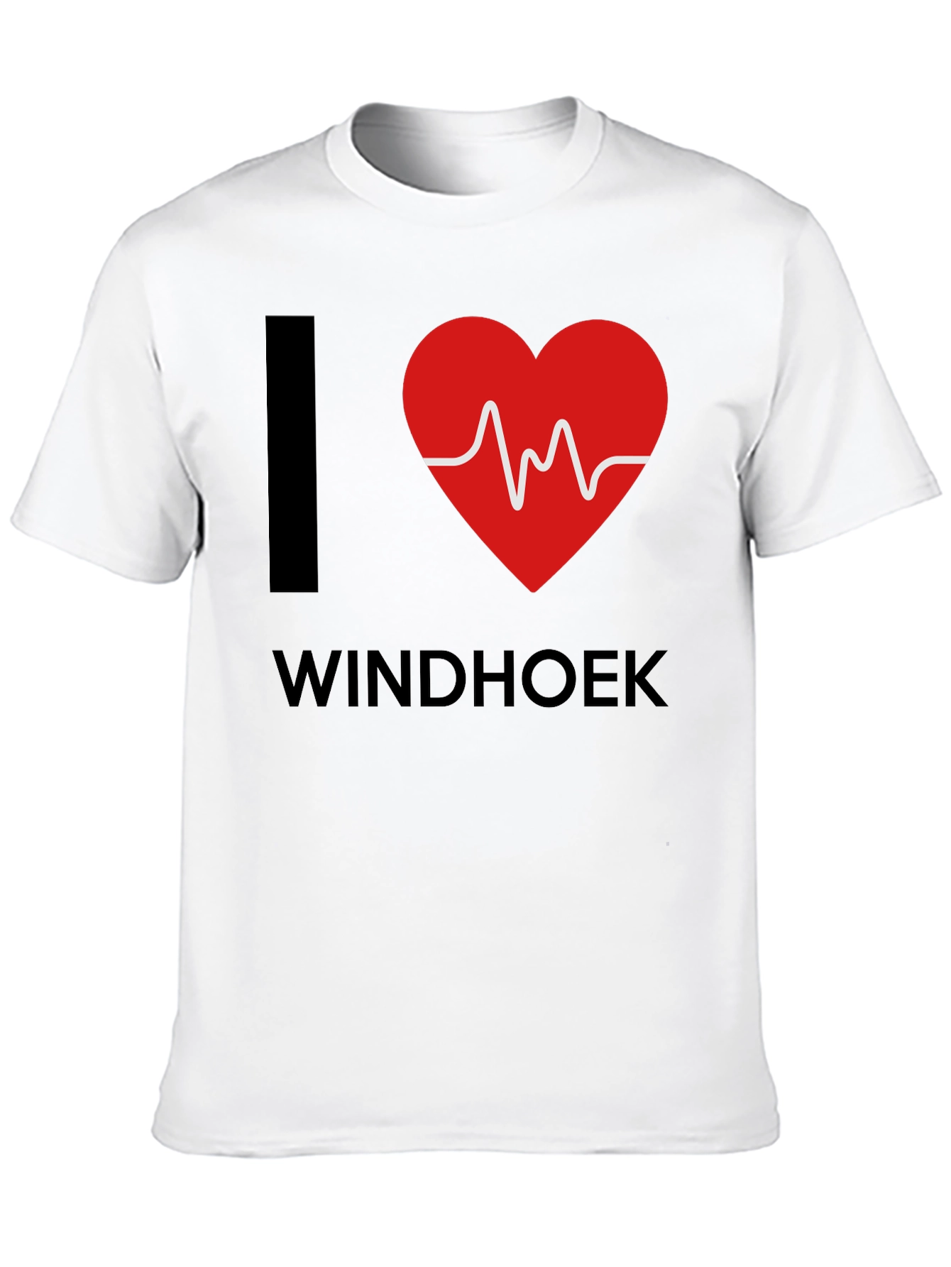 I Love Windhoek Heartbeat T-Shirt - Black Cotton