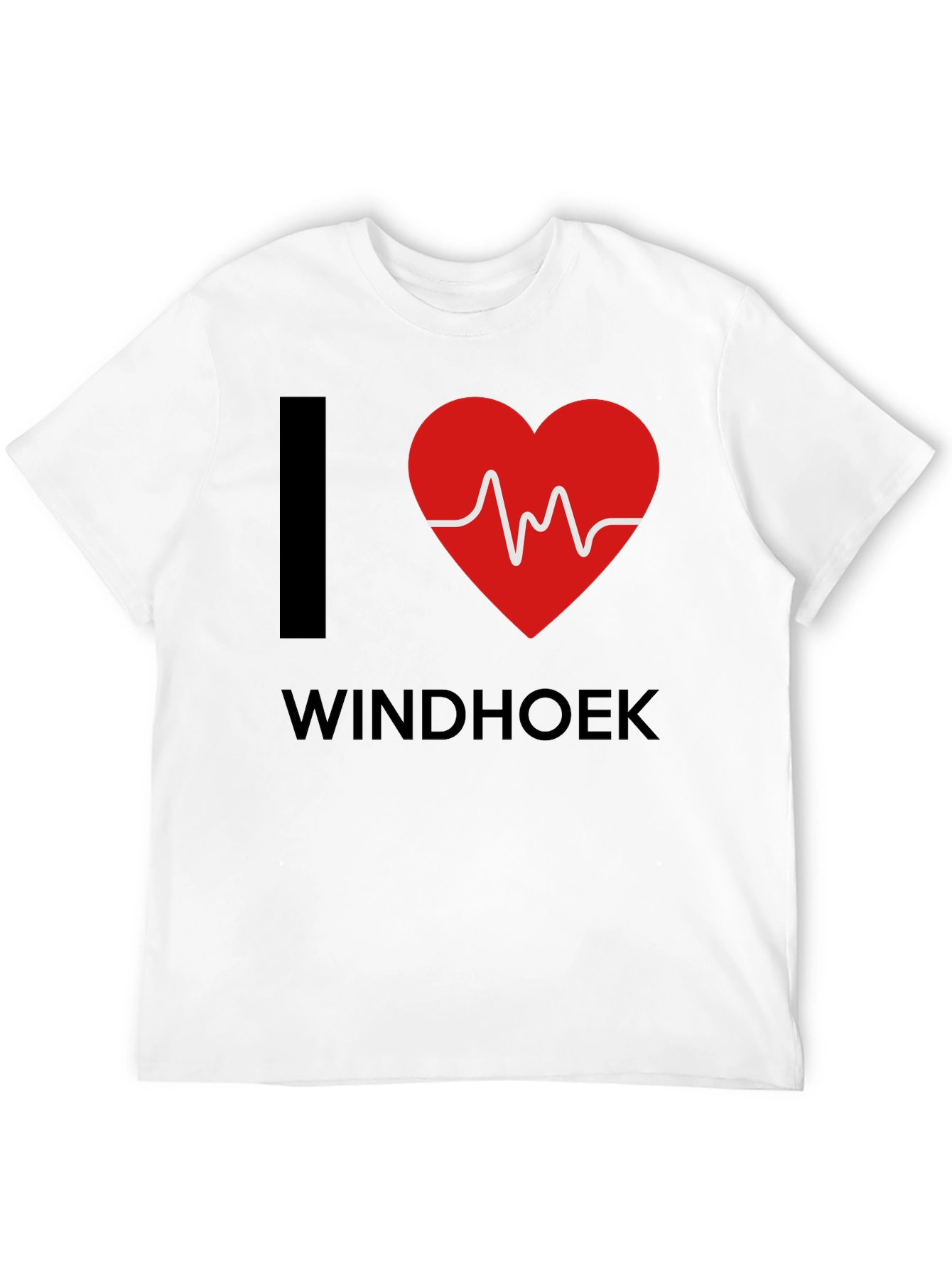 I Love Windhoek Heartbeat T-Shirt - Black Cotton