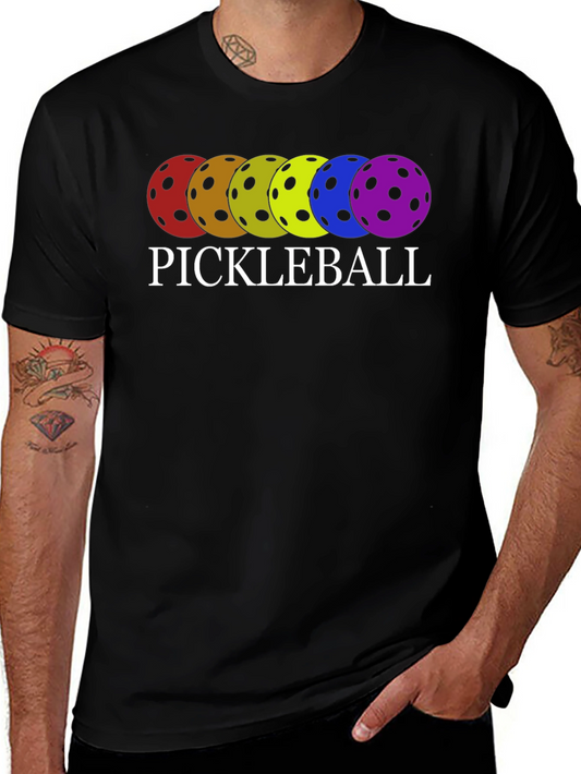 Pickleball T-Shirt Rainbow Ball Design