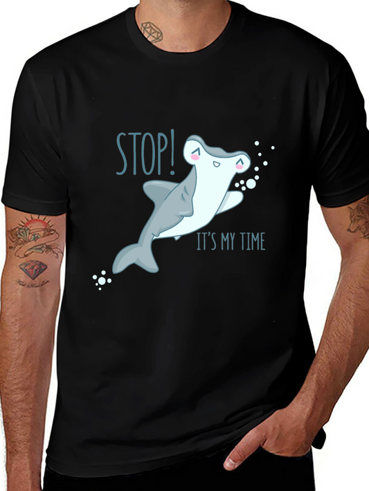 Stop! Its My Time Cute Shark Graphic T-Shirt