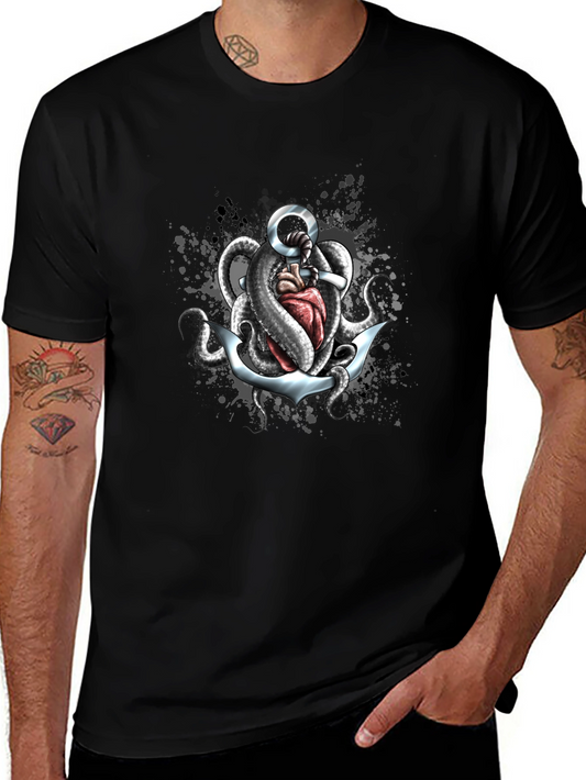 Anchor & Octopus T-Shirt - Unique Graphic Tee