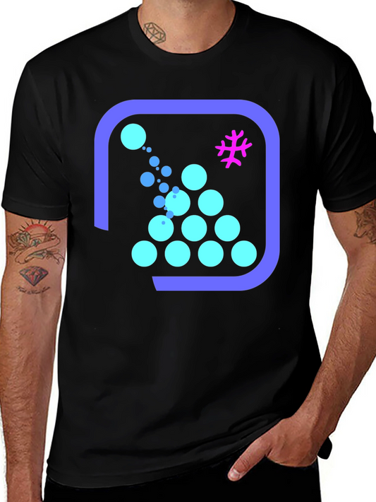 Geometric Bubble Pattern Black T-Shirt