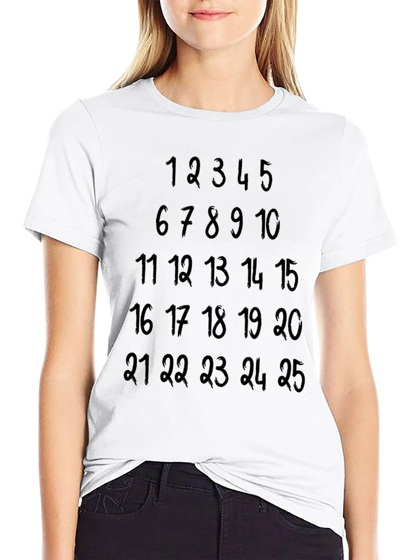 Numbered T-Shirt - 1 to 25 Black Tee