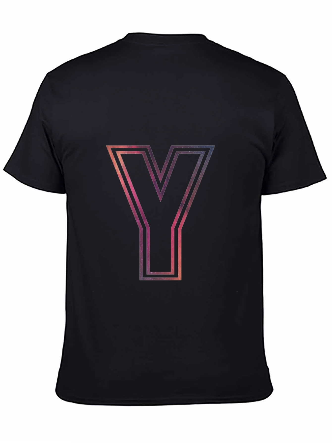 Galaxy Letter Y Graphic Tee - Stylish Black T-Shirt