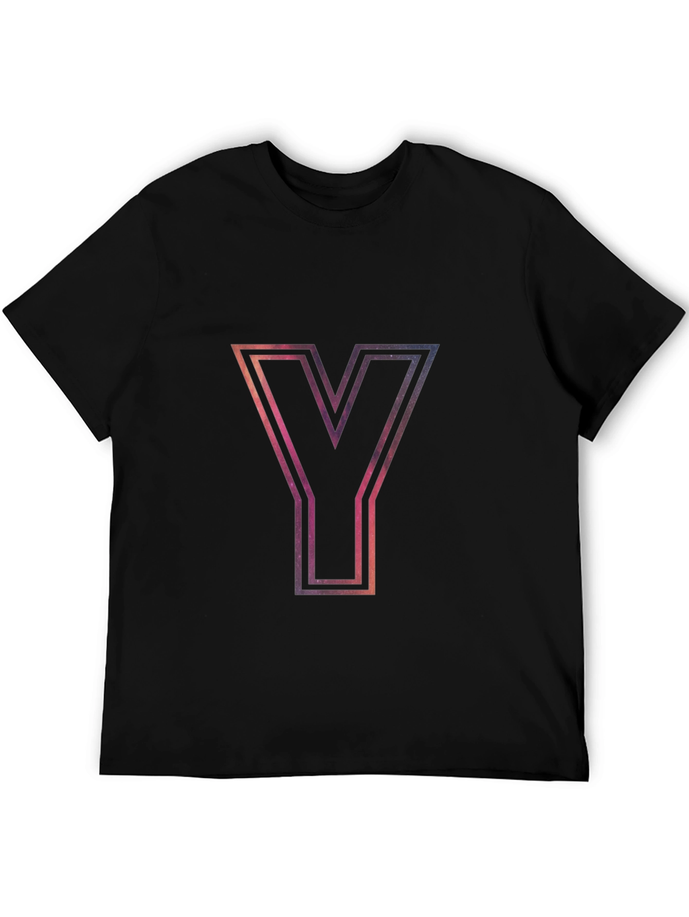 Galaxy Letter Y Graphic Tee - Stylish Black T-Shirt