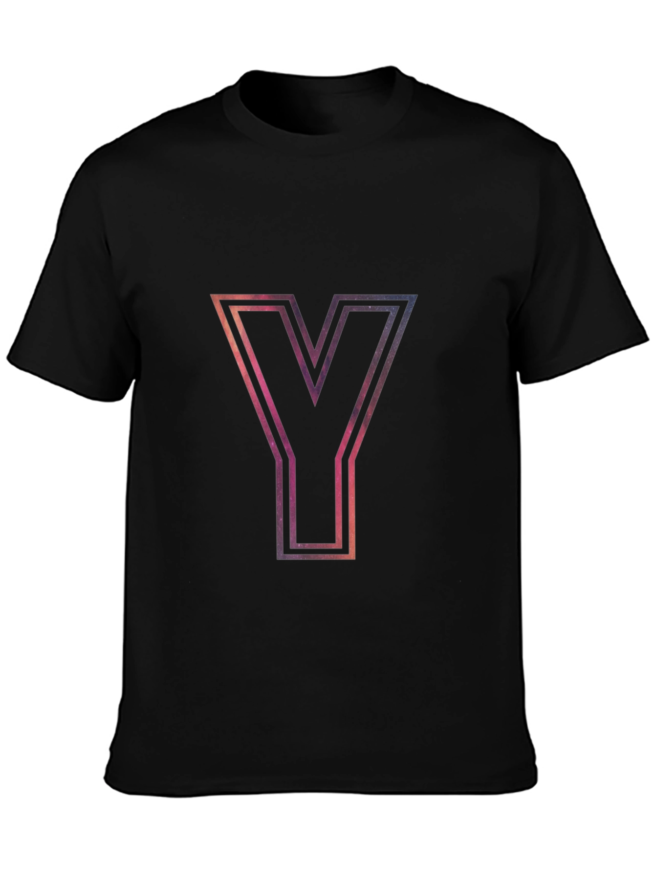 Galaxy Letter Y Graphic Tee - Stylish Black T-Shirt