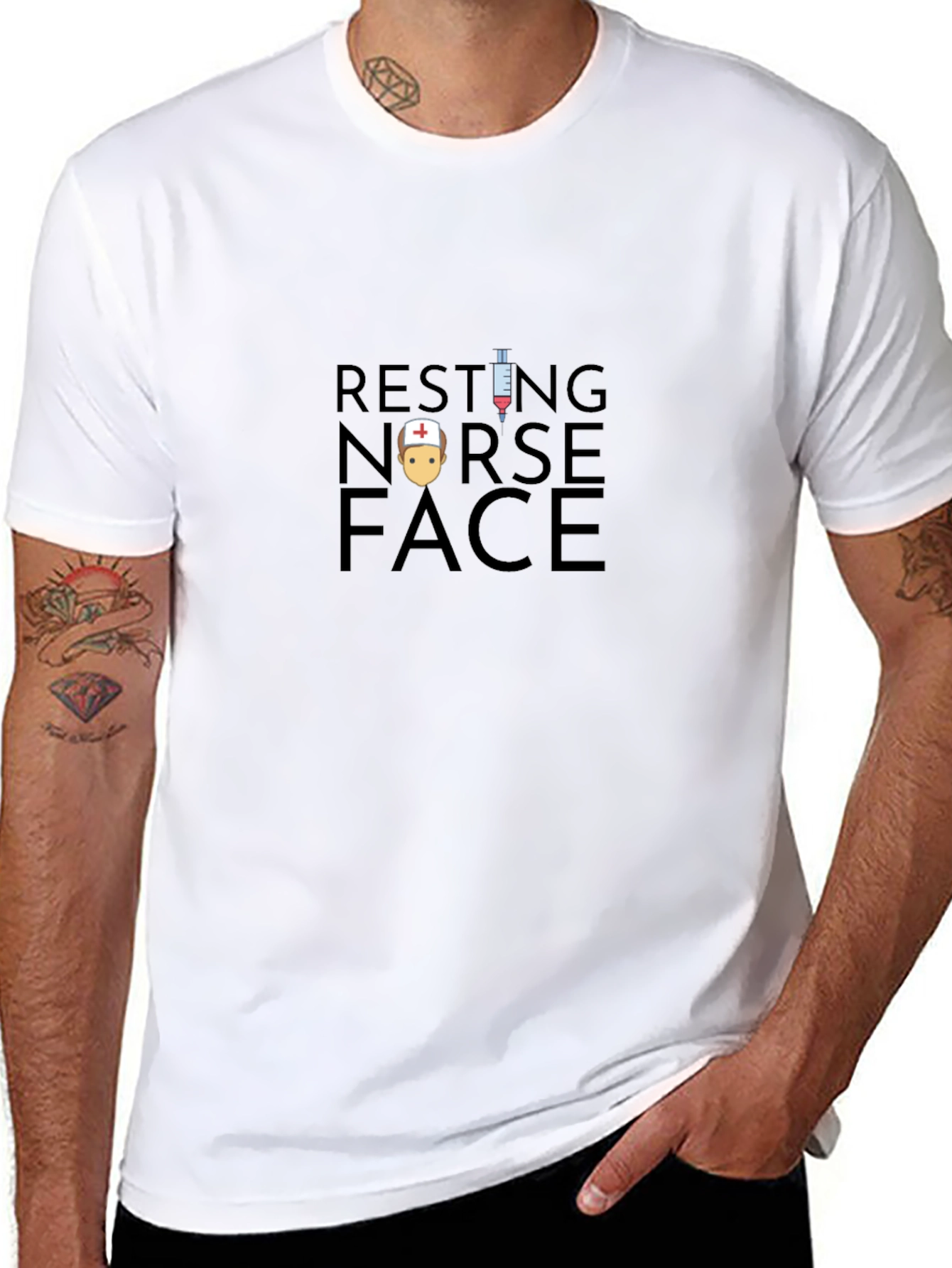 Resting Nurse Face Graphic T-Shirt - Black