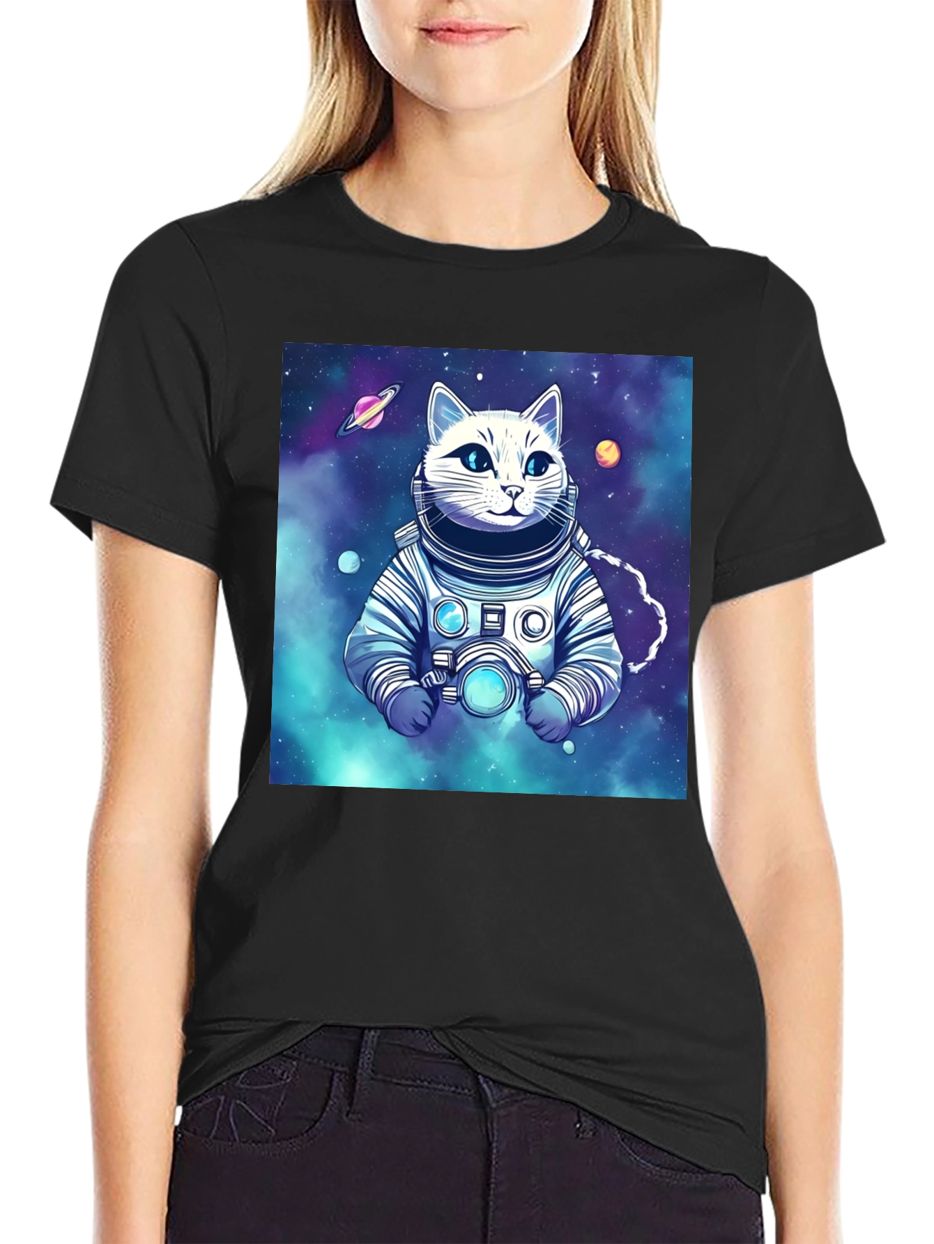 Astronaut Cat Graphic Tee - Space Explorer T-Shirt