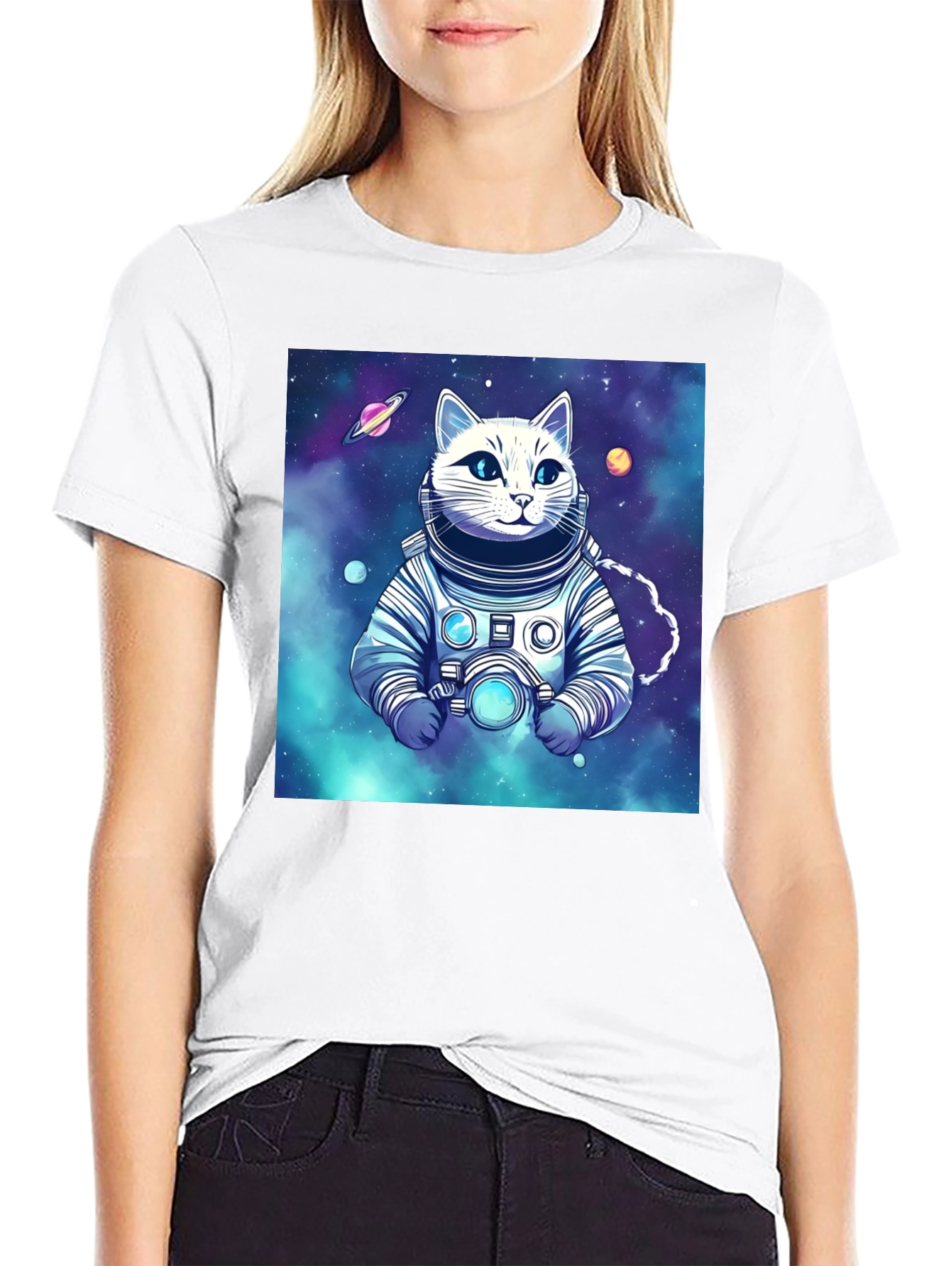 Astronaut Cat Graphic Tee - Space Explorer T-Shirt