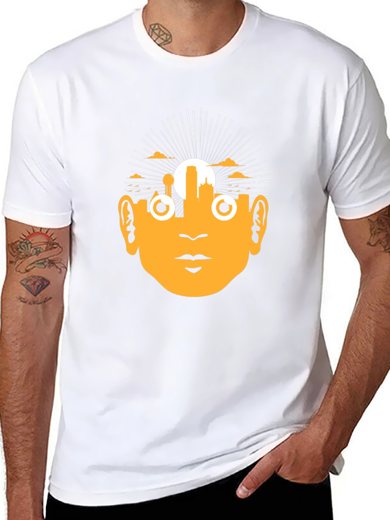 Unique Graphic Tee - Retro Face Design