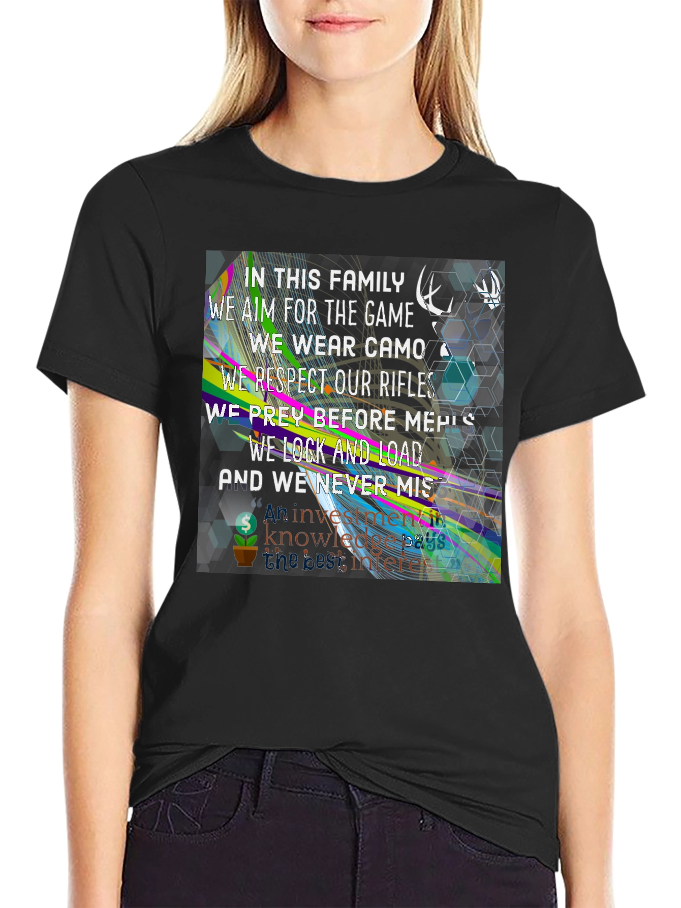 Family Hunting T-Shirt - Camo Rifles Never Miss