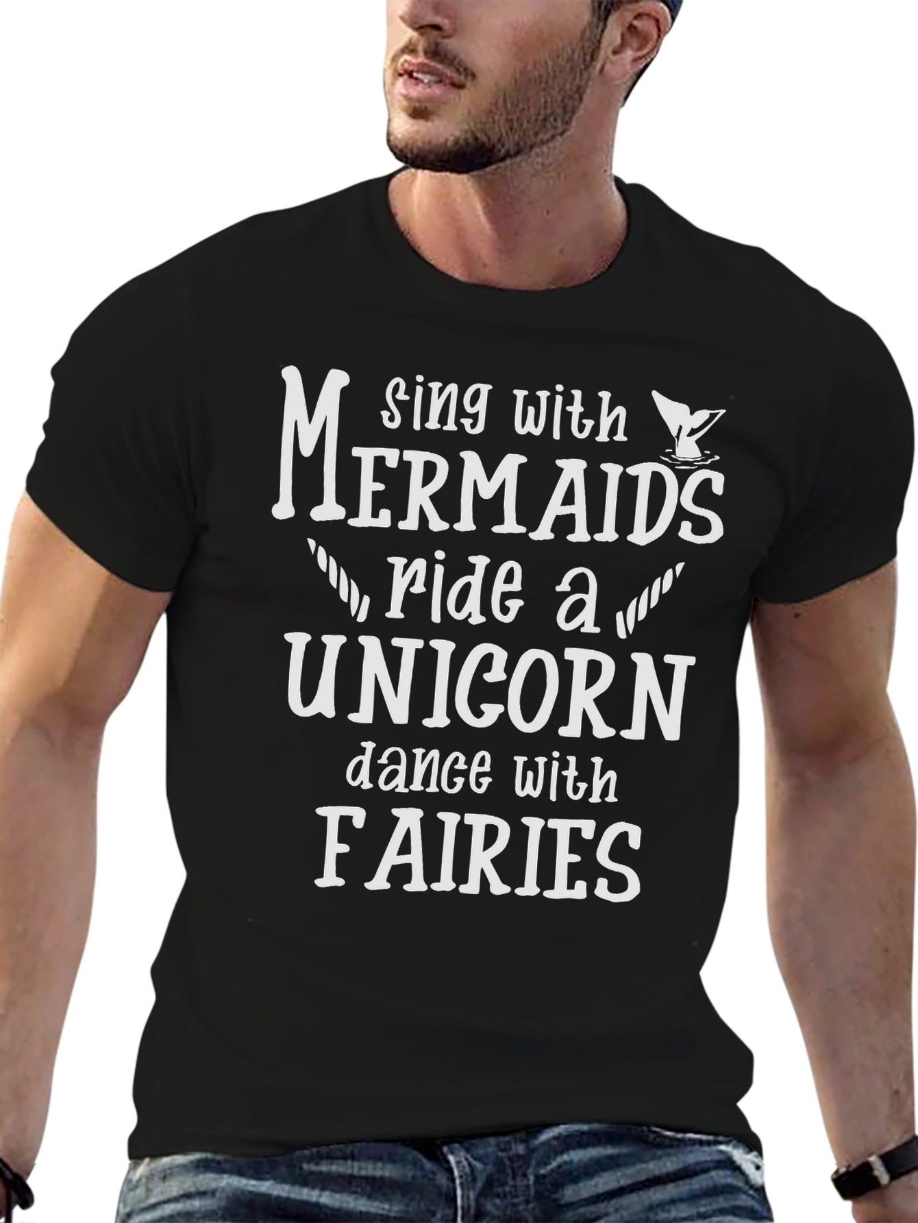 Sing with Mermaids Black Graphic Tee