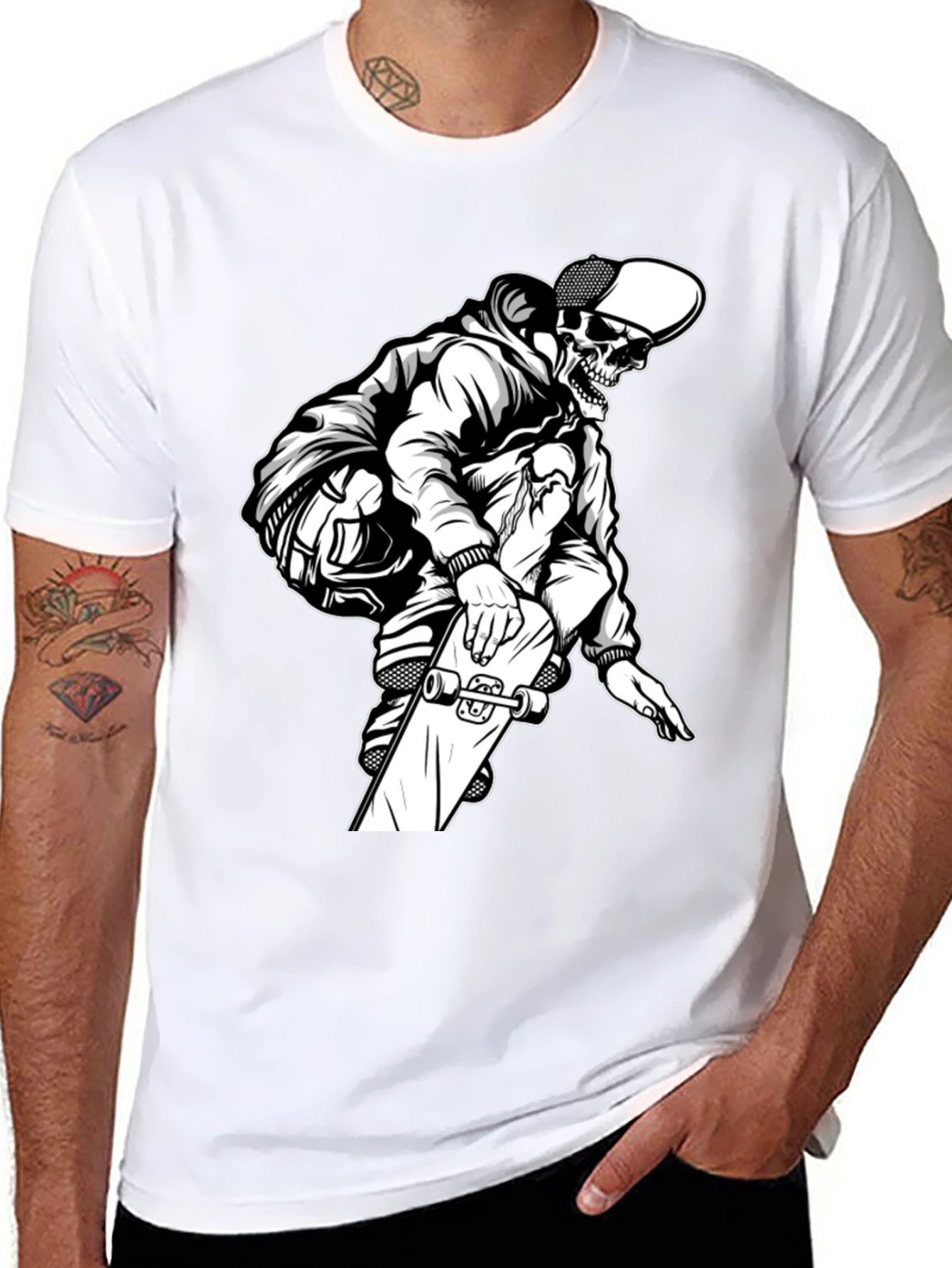 Skateboard Skeleton Graphic T-Shirt