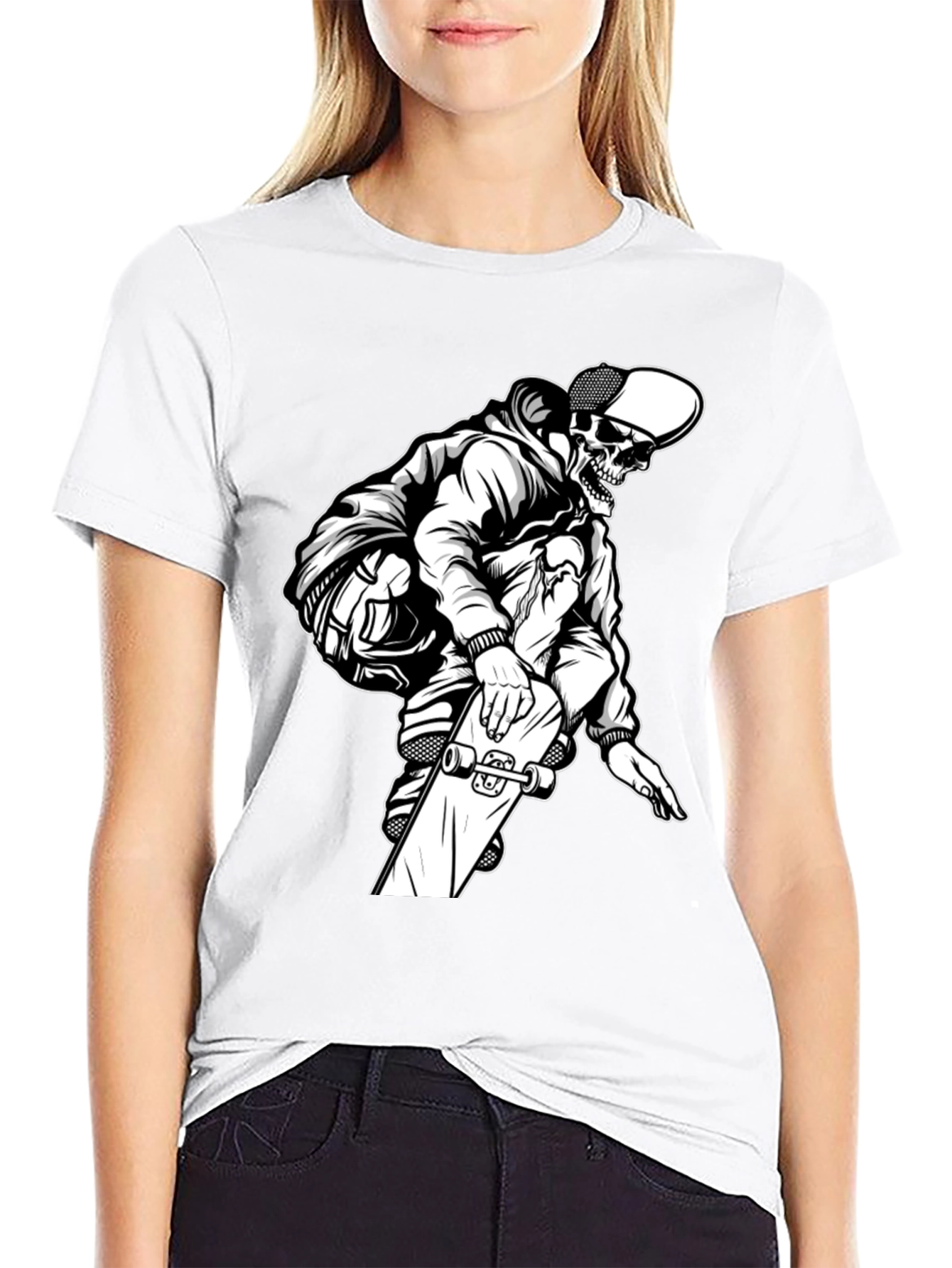 Skateboard Skeleton Graphic T-Shirt