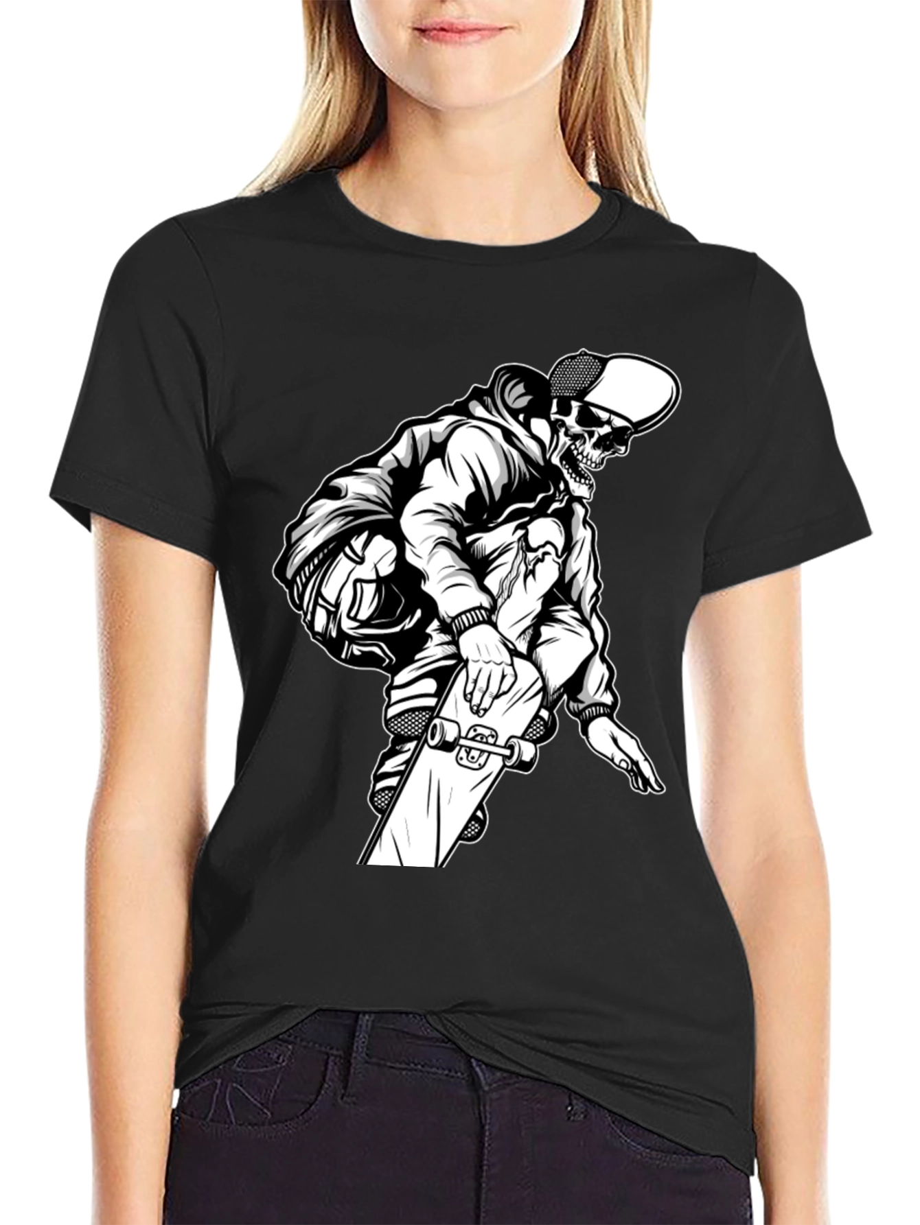 Skateboard Skeleton Graphic T-Shirt