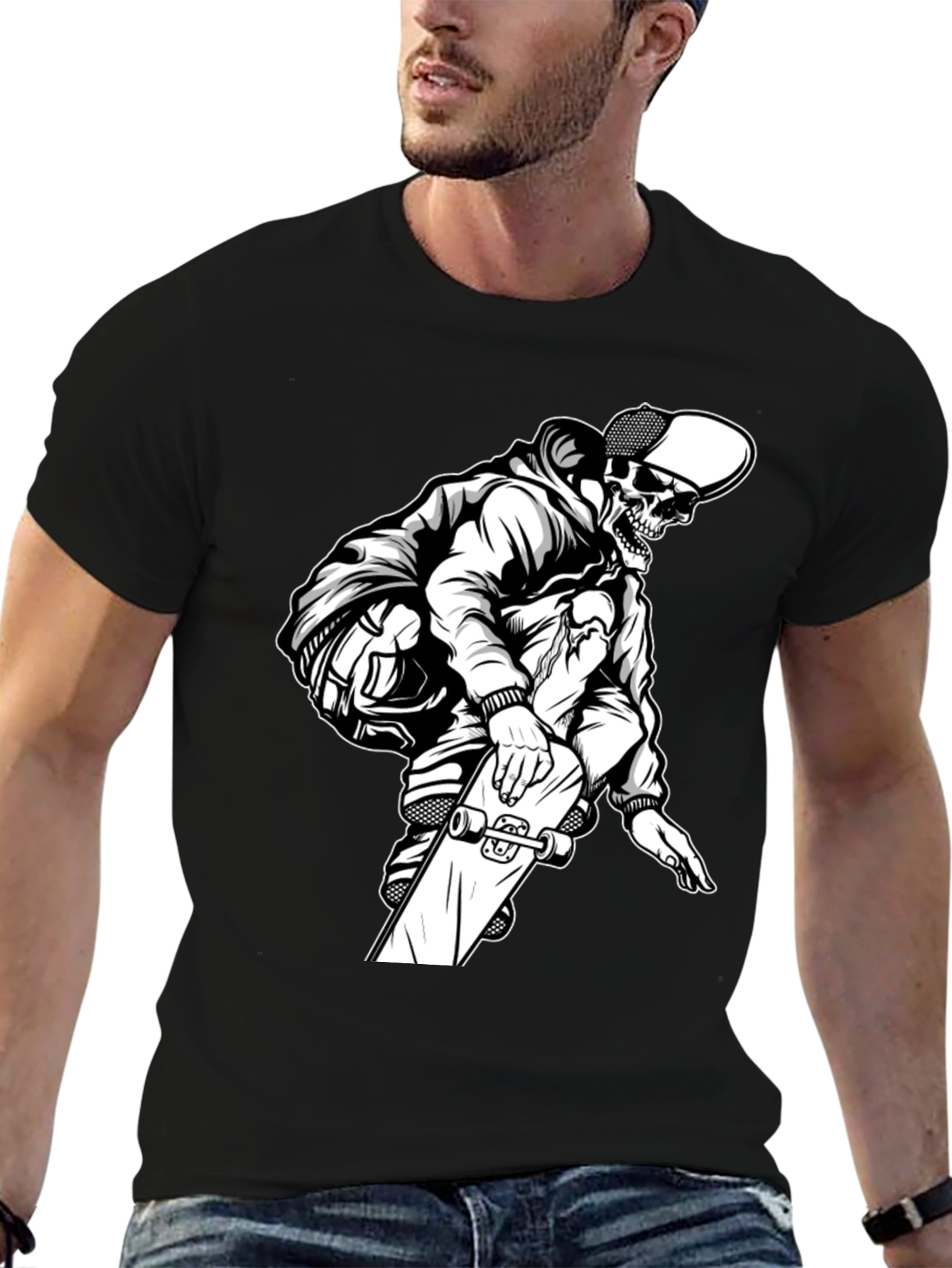 Skateboard Skeleton Graphic T-Shirt