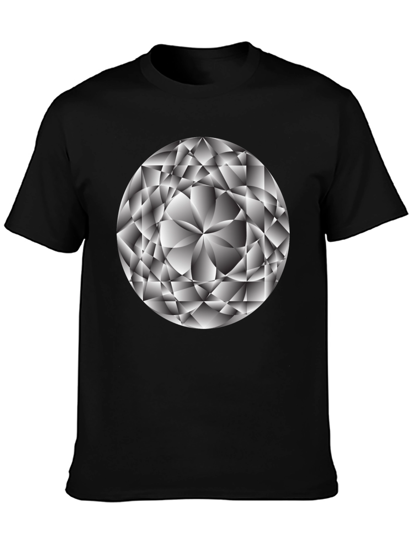 Geometric Diamond Graphic Tee - Sleek Black Shirt