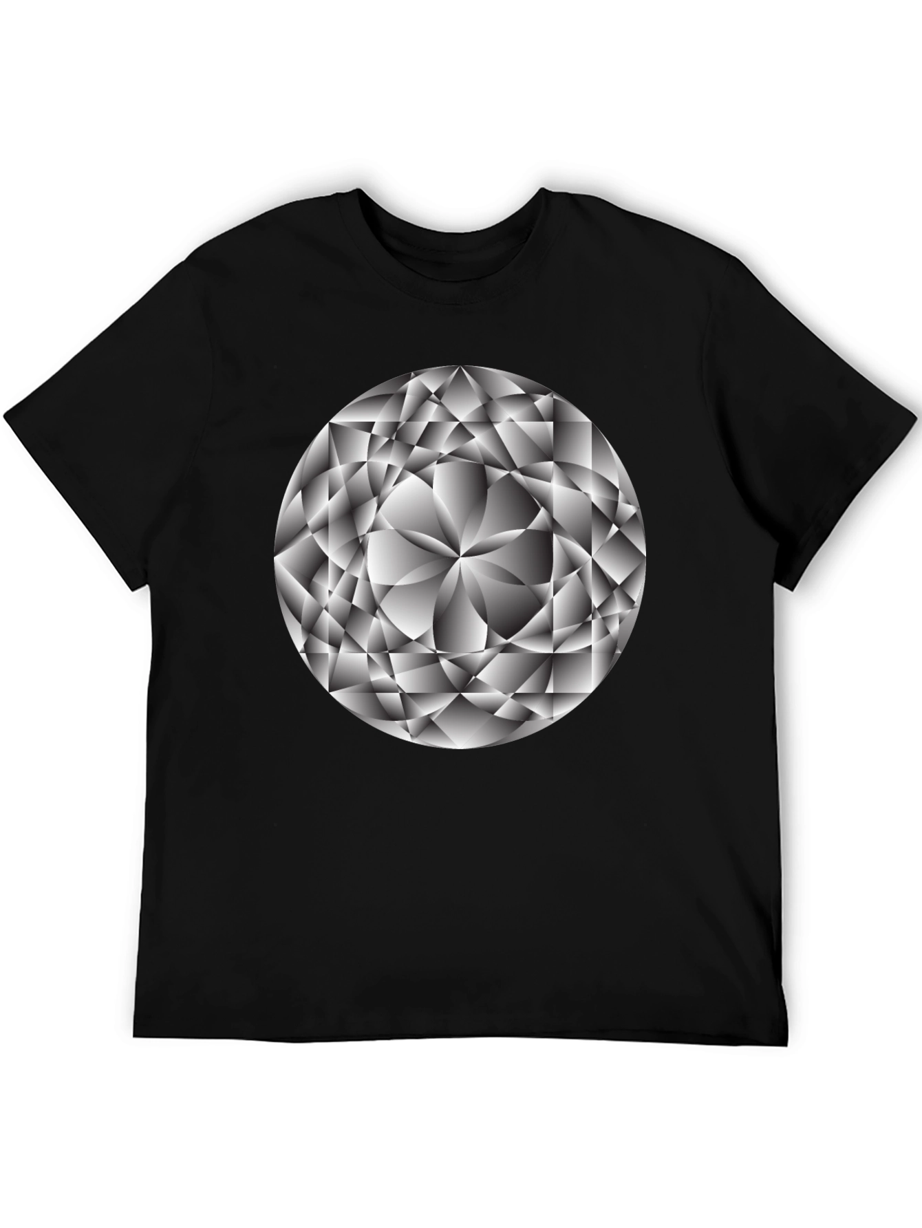 Geometric Diamond Graphic Tee - Sleek Black Shirt