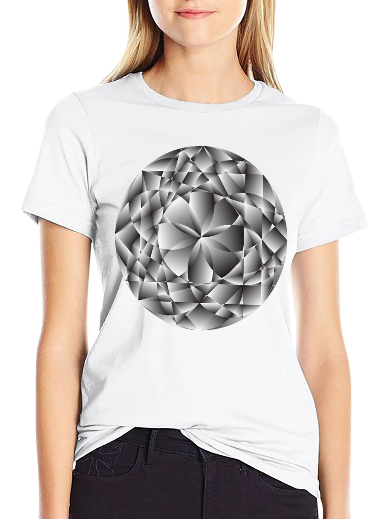 Geometric Diamond Graphic Tee - Sleek Black Shirt