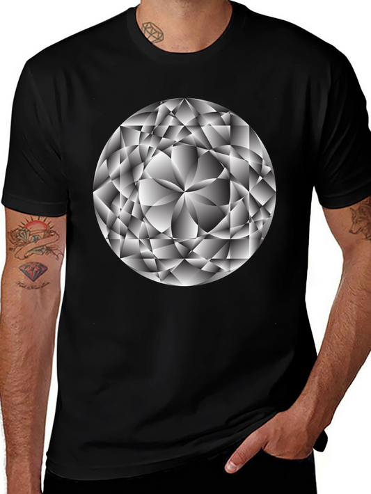 Geometric Diamond Graphic Tee - Sleek Black Shirt