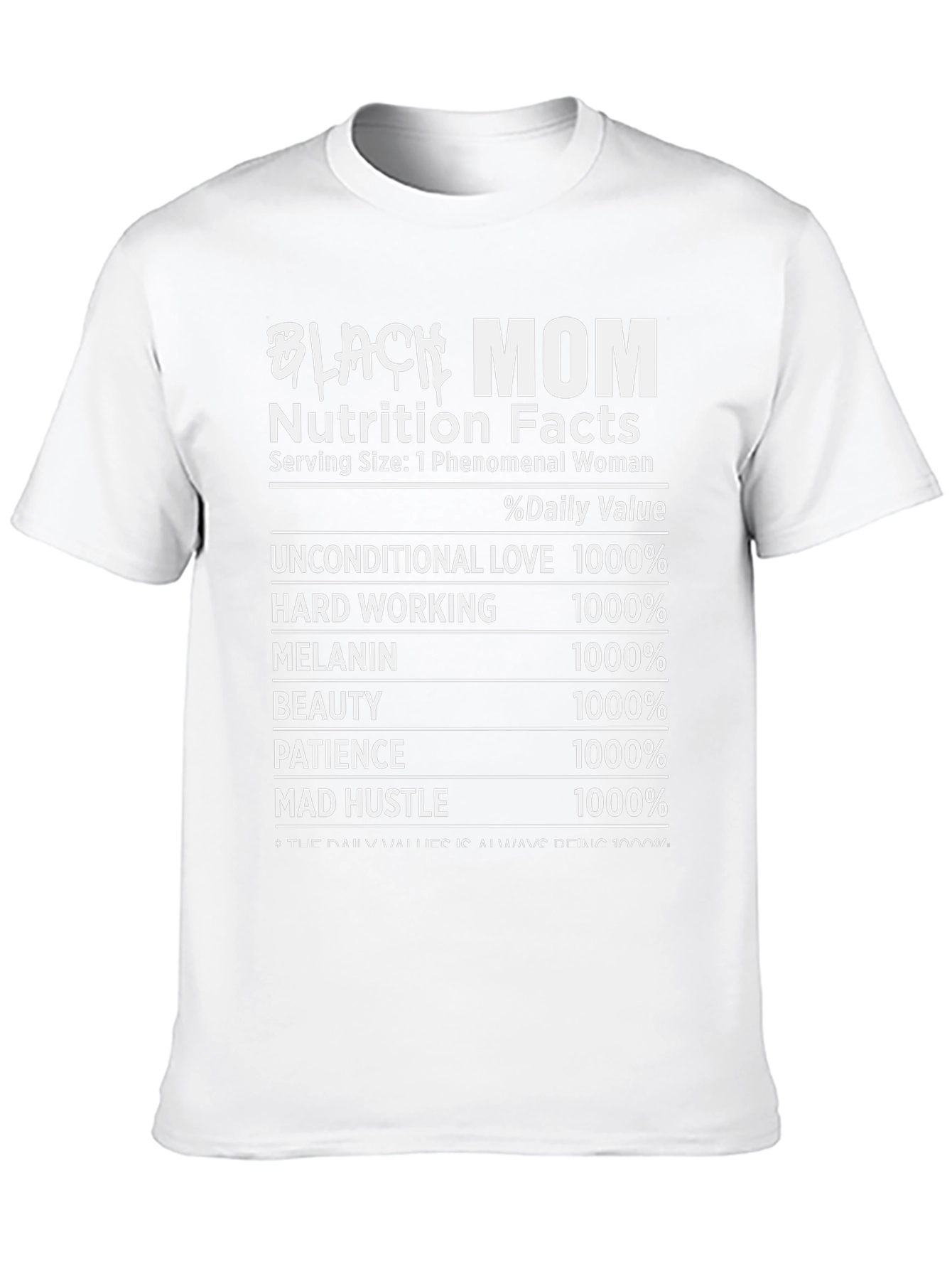 Black Mom Nutrition Facts Graphic Tee