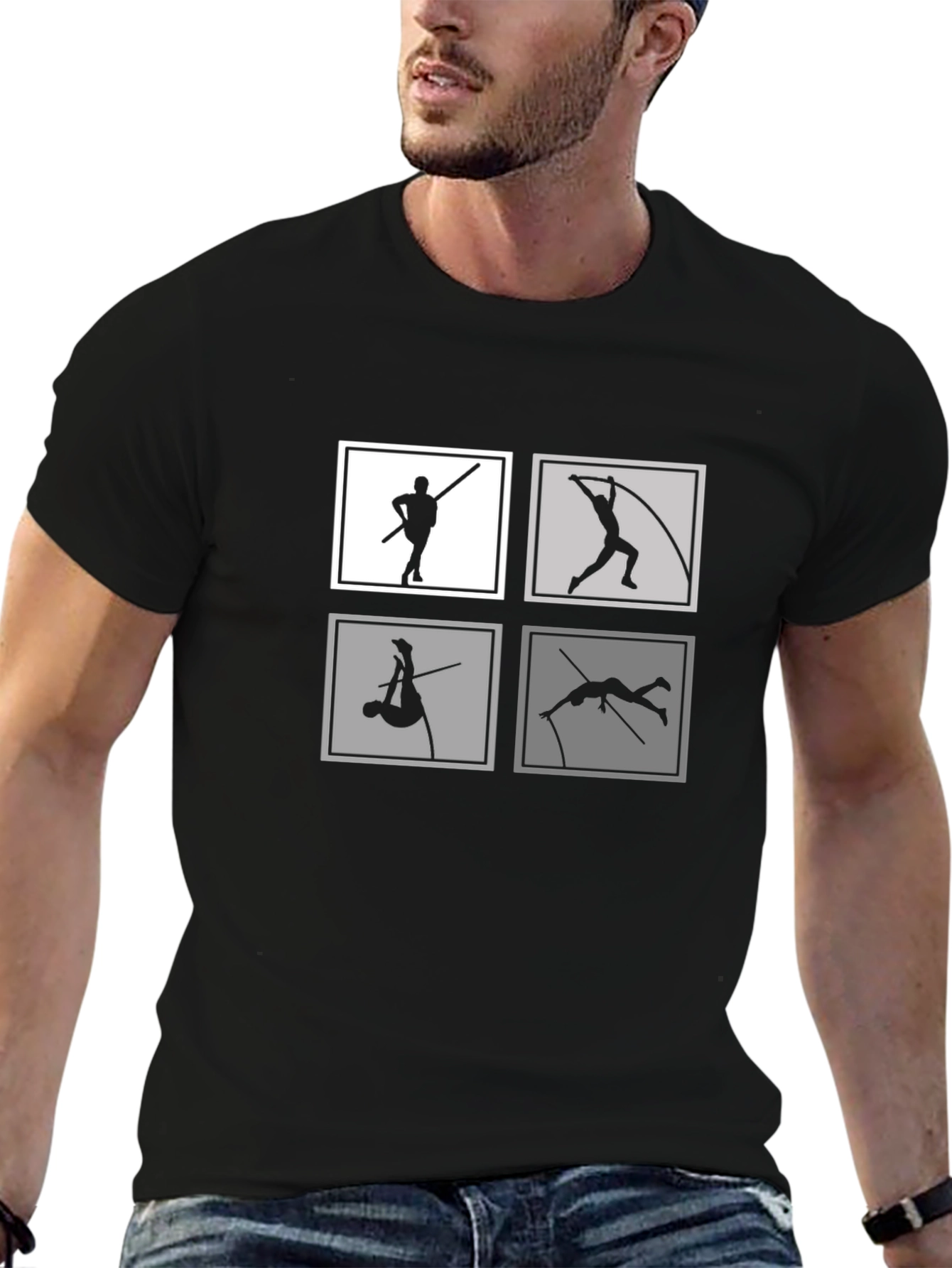 Pole Vault Silhouette Tee - Black Graphic T-Shirt