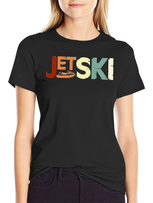 Jet Ski Retro Style Black T-Shirt