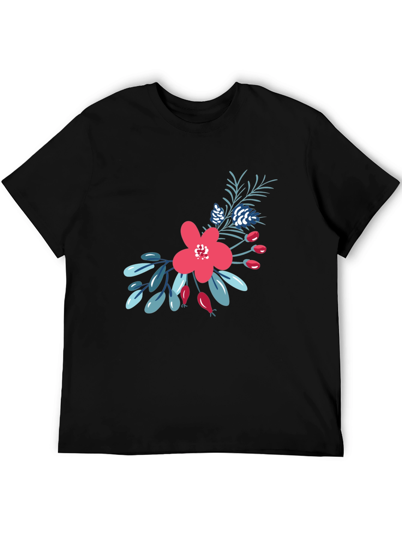 Floral Graphic Print Tee - Black