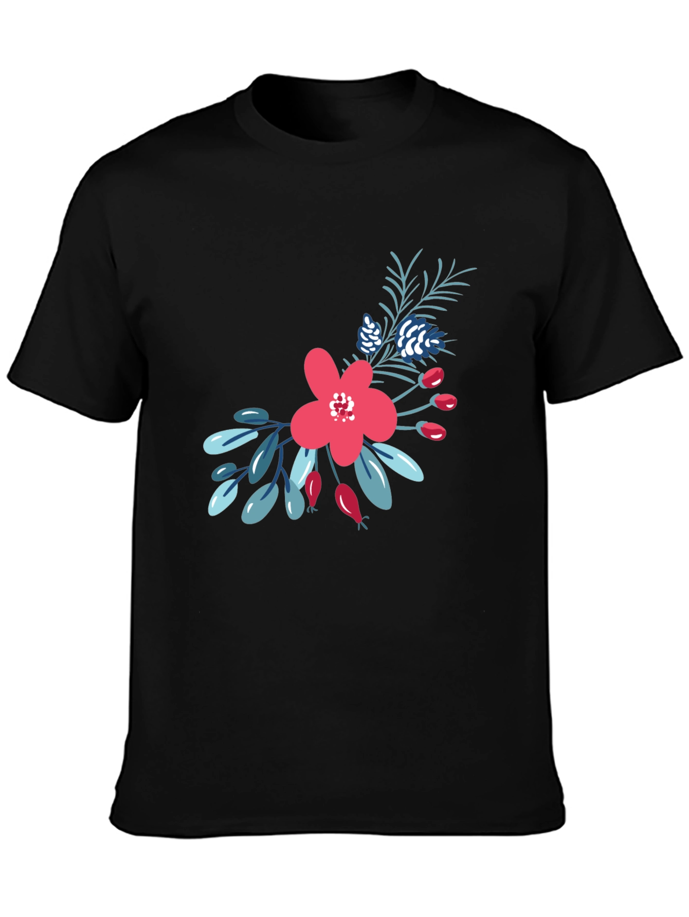 Floral Graphic Print Tee - Black