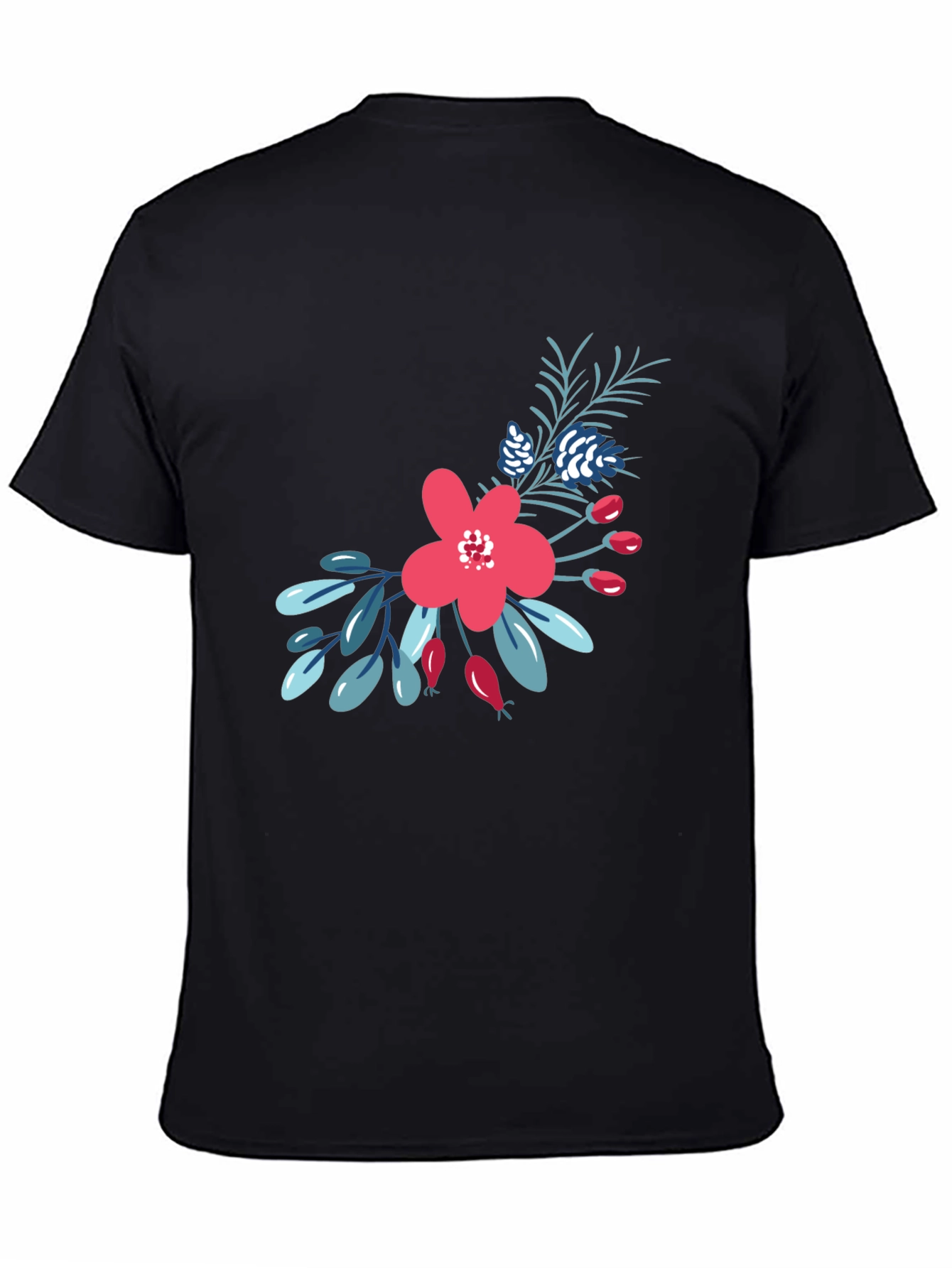 Floral Graphic Print Tee - Black