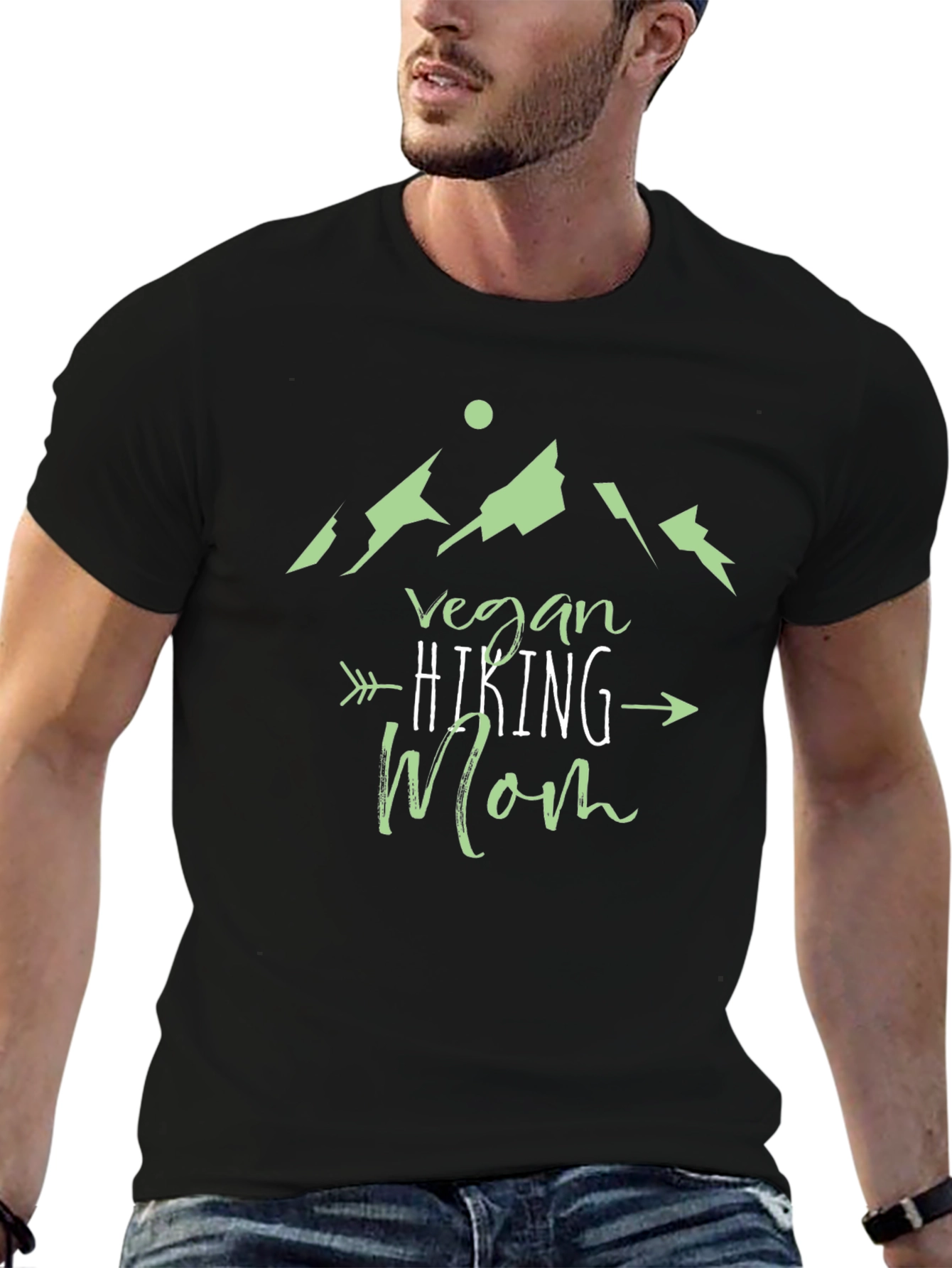 Vegan Hiking Mom T-Shirt - Black