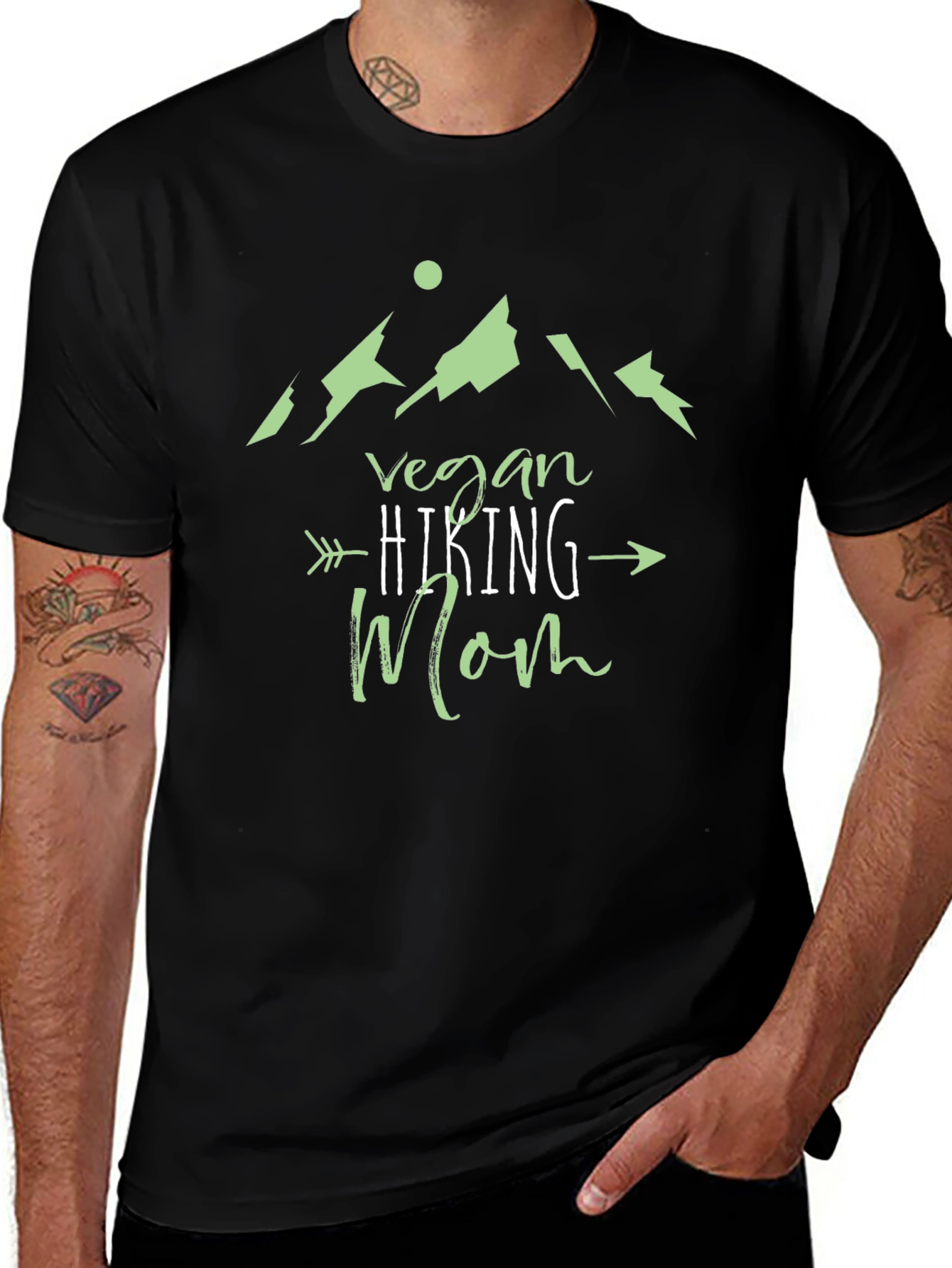 Vegan Hiking Mom T-Shirt - Black