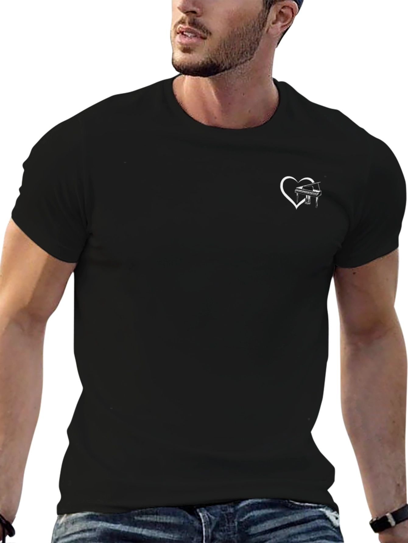 Heart Piano Black T-Shirt