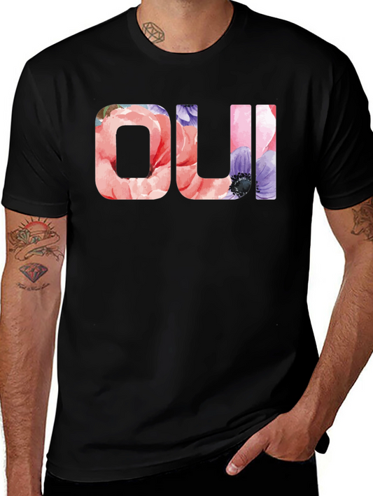 Floral Oui Graphic Tee - Trendy French Yes T-Shirt