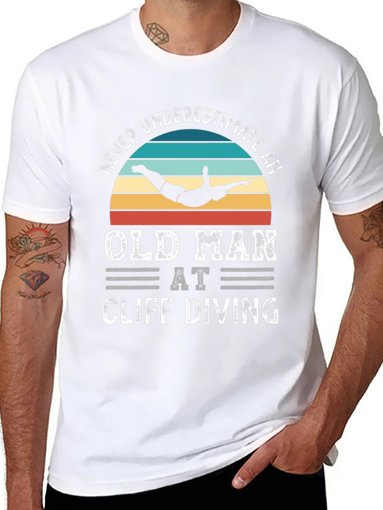 Never Underestimate an Old Man Cliff Diving T-Shirt
