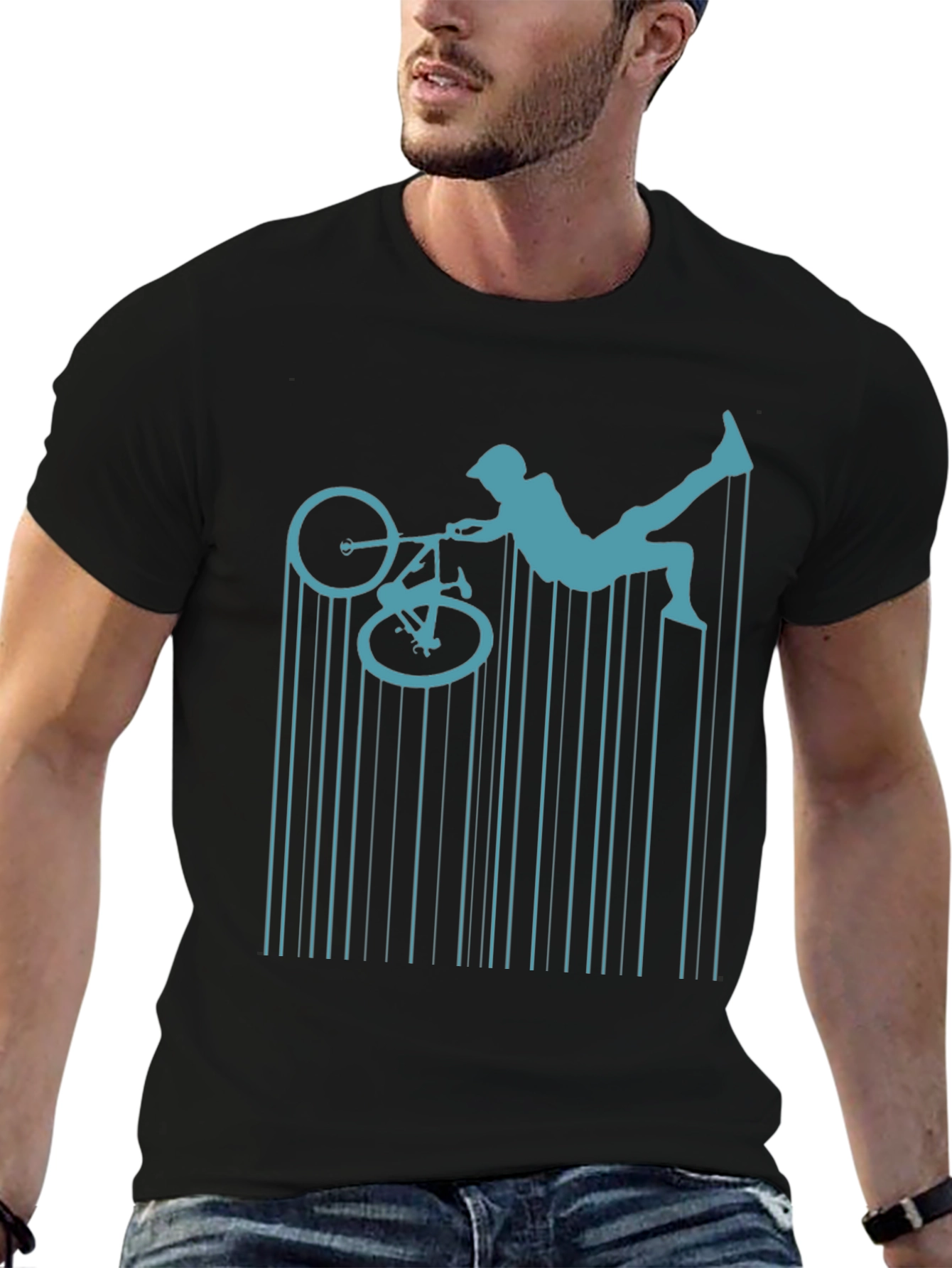 BMX Rider Graphic Tee - Black Cotton Shirt