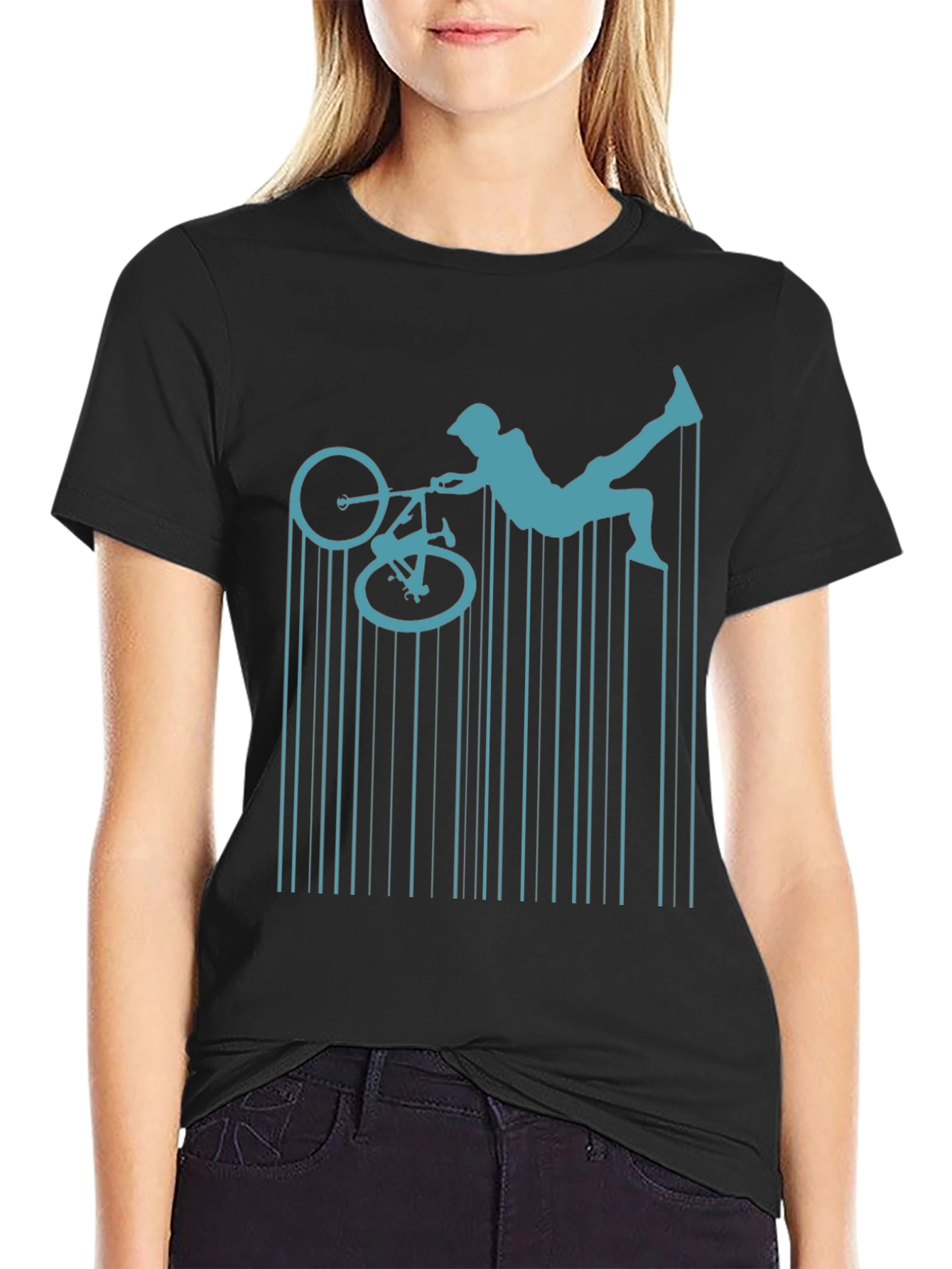 BMX Rider Graphic Tee - Black Cotton Shirt