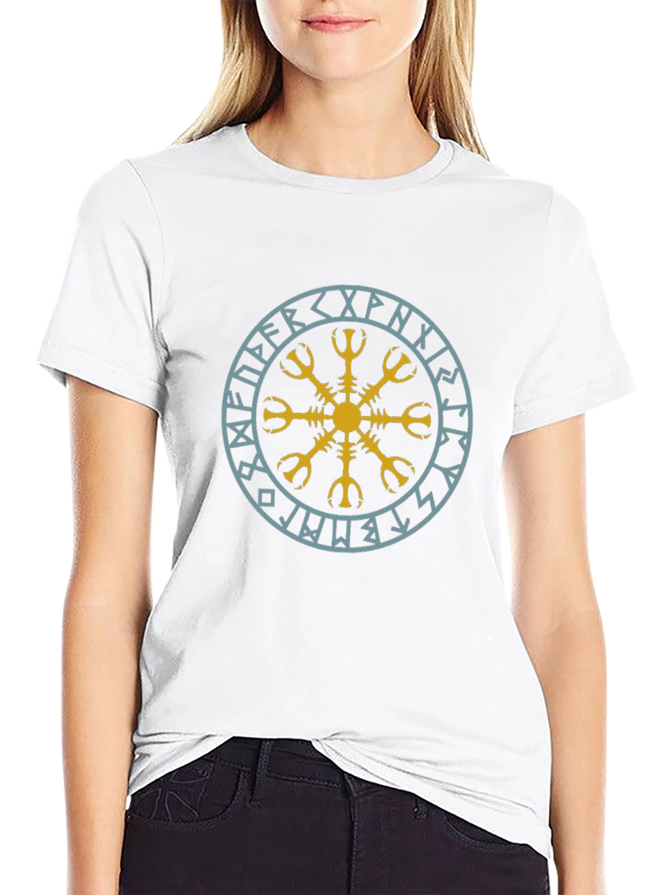 Viking Rune Circle Graphic Tee - Black