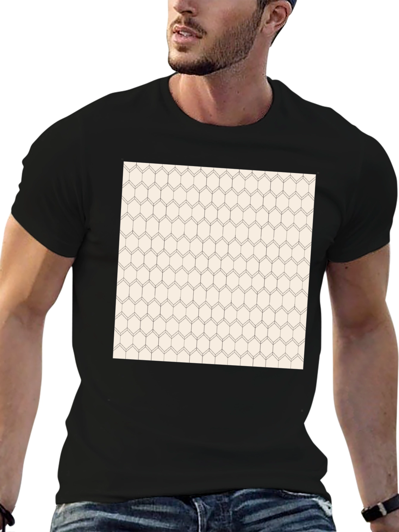 Geometric Pattern Black Tee