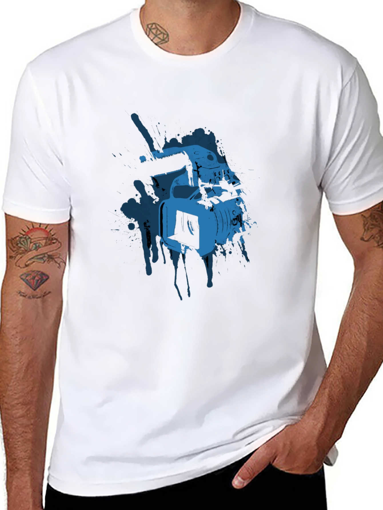 Cool Camera Graphic Tee - Black Cotton T-Shirt