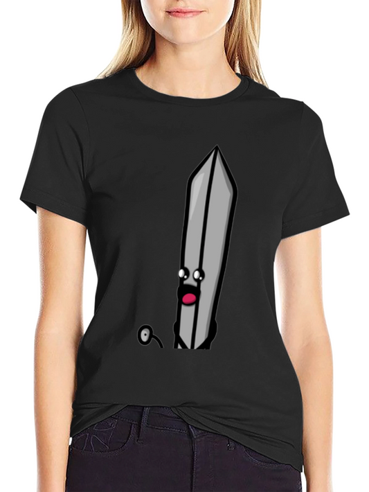 Cartoon Sword T-Shirt - Black Humorous Design